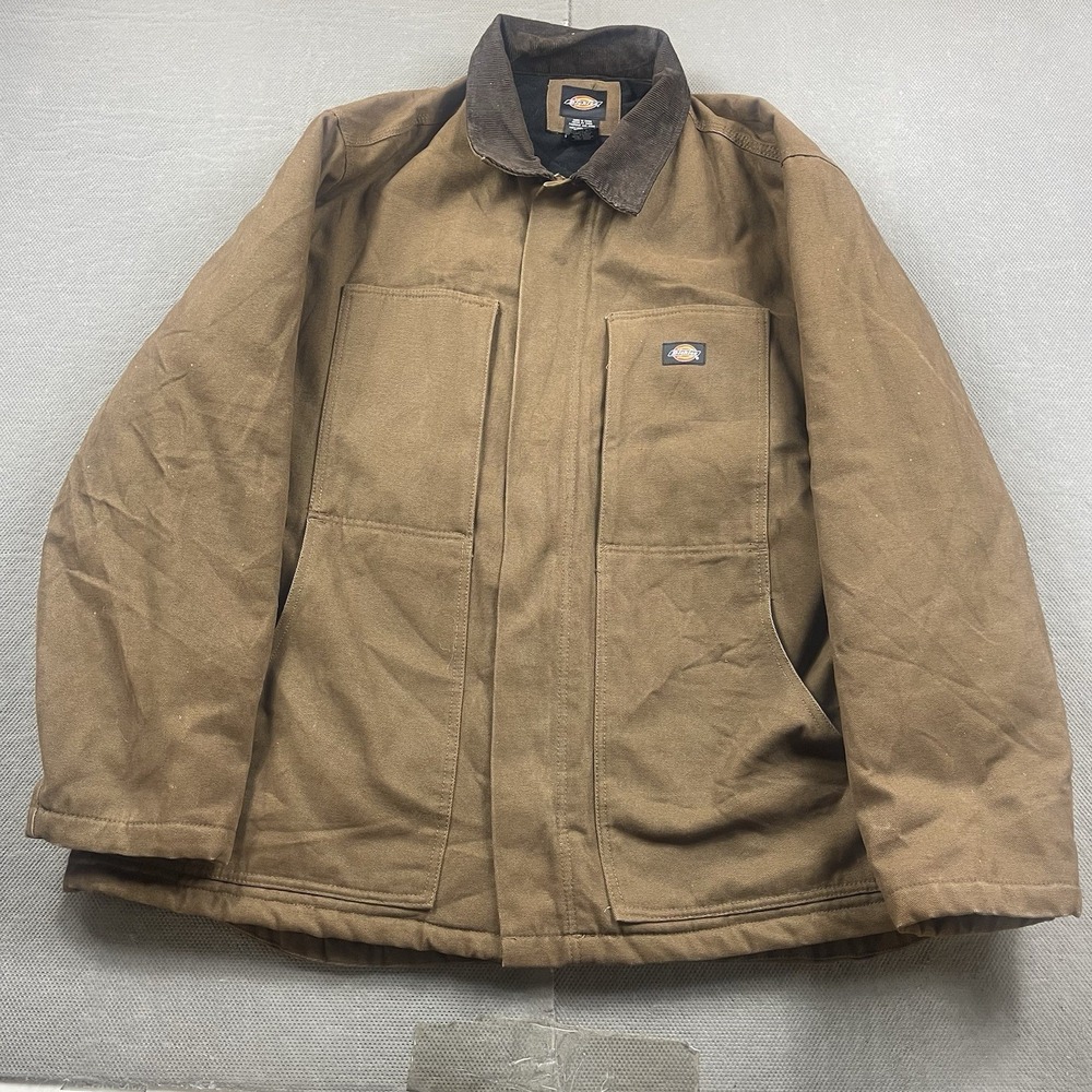 Vintage Dickies Jacket Mens 2XL Brown Canvas Quilted Lined Chore Barn Detroit